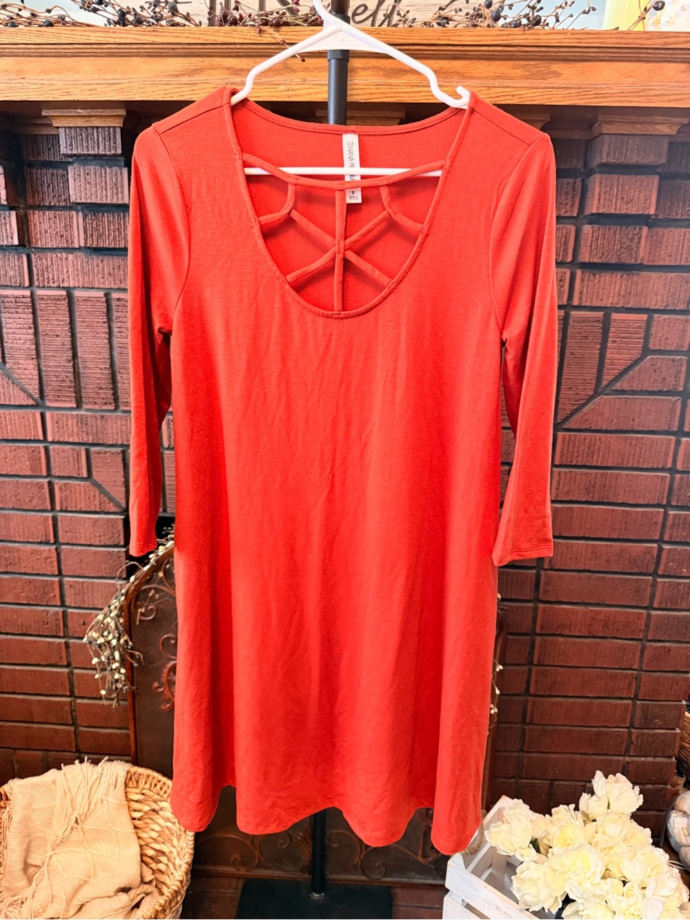 Zenana Outfitters Red Scoop Neck Tunic with Strappy Back